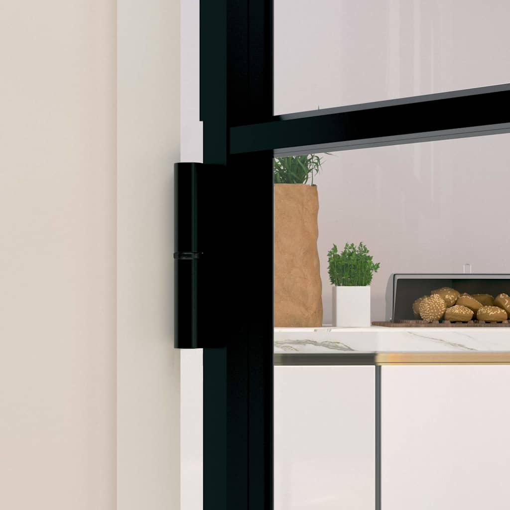 Binnendeur 83x201,5 cm gehard glas en aluminium smal zwart – afbeelding 6