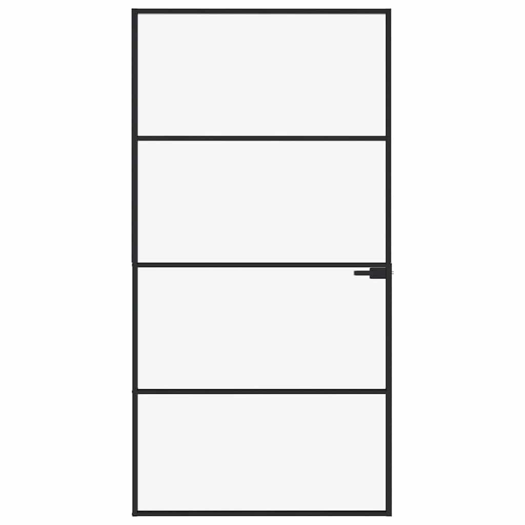 Binnendeur 102x201,5 cm gehard glas en aluminium smal zwart – afbeelding 3