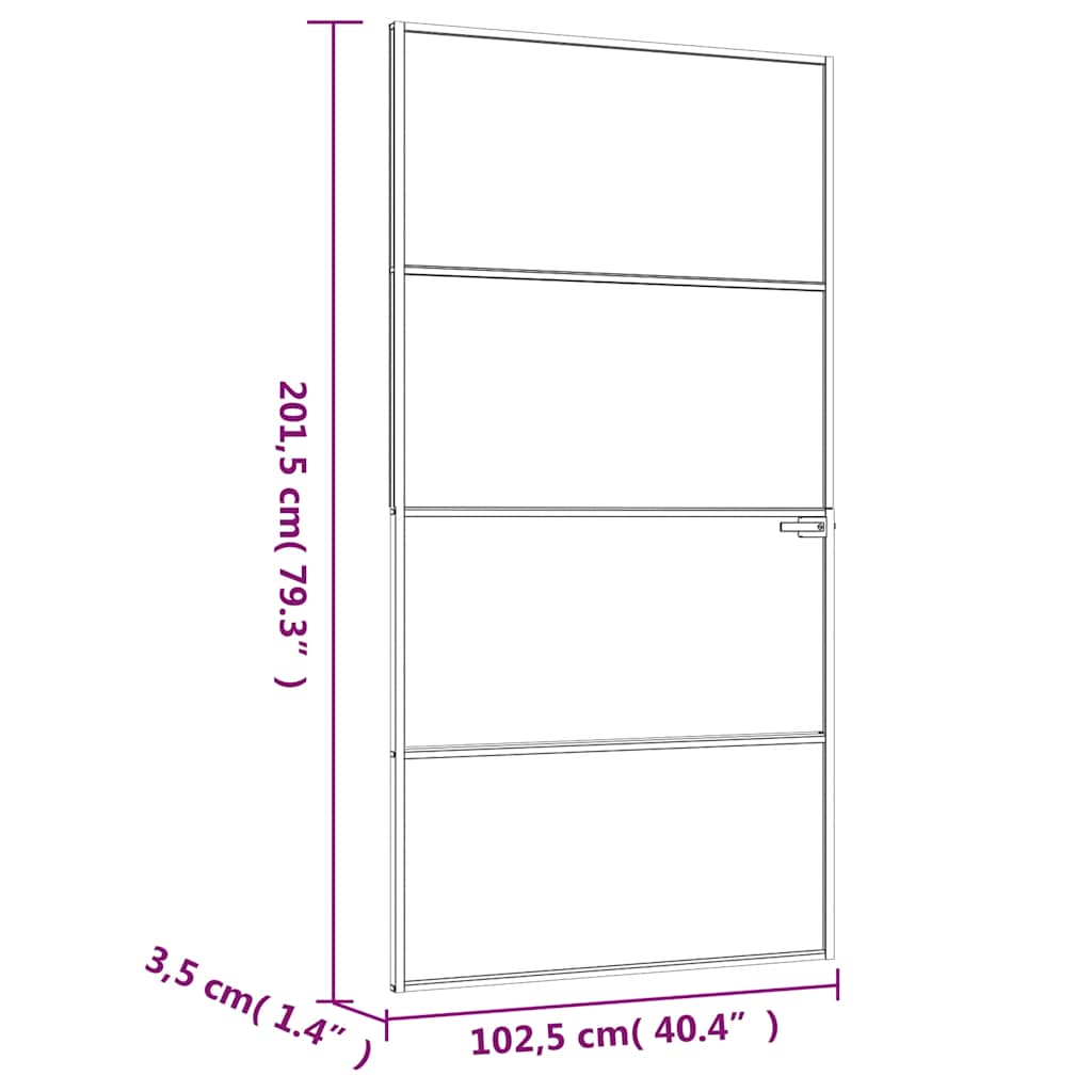 Binnendeur 102x201,5 cm gehard glas en aluminium smal zwart – afbeelding 8
