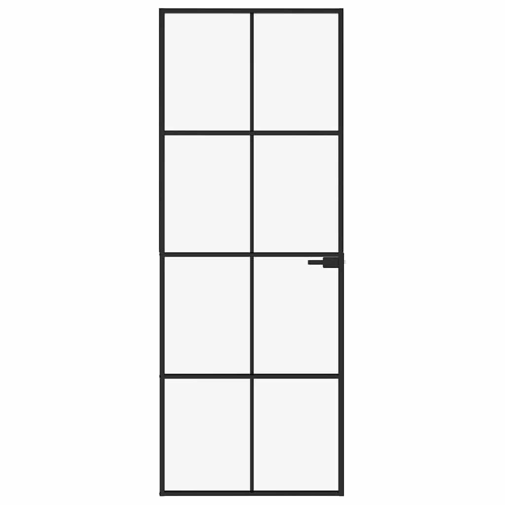 Binnendeur 76x201,5 cm gehard glas en aluminium smal zwart – afbeelding 3