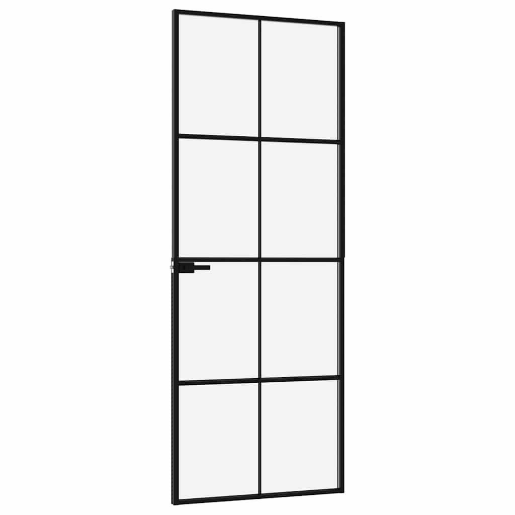 Binnendeur 76x201,5 cm gehard glas en aluminium smal zwart – afbeelding 4