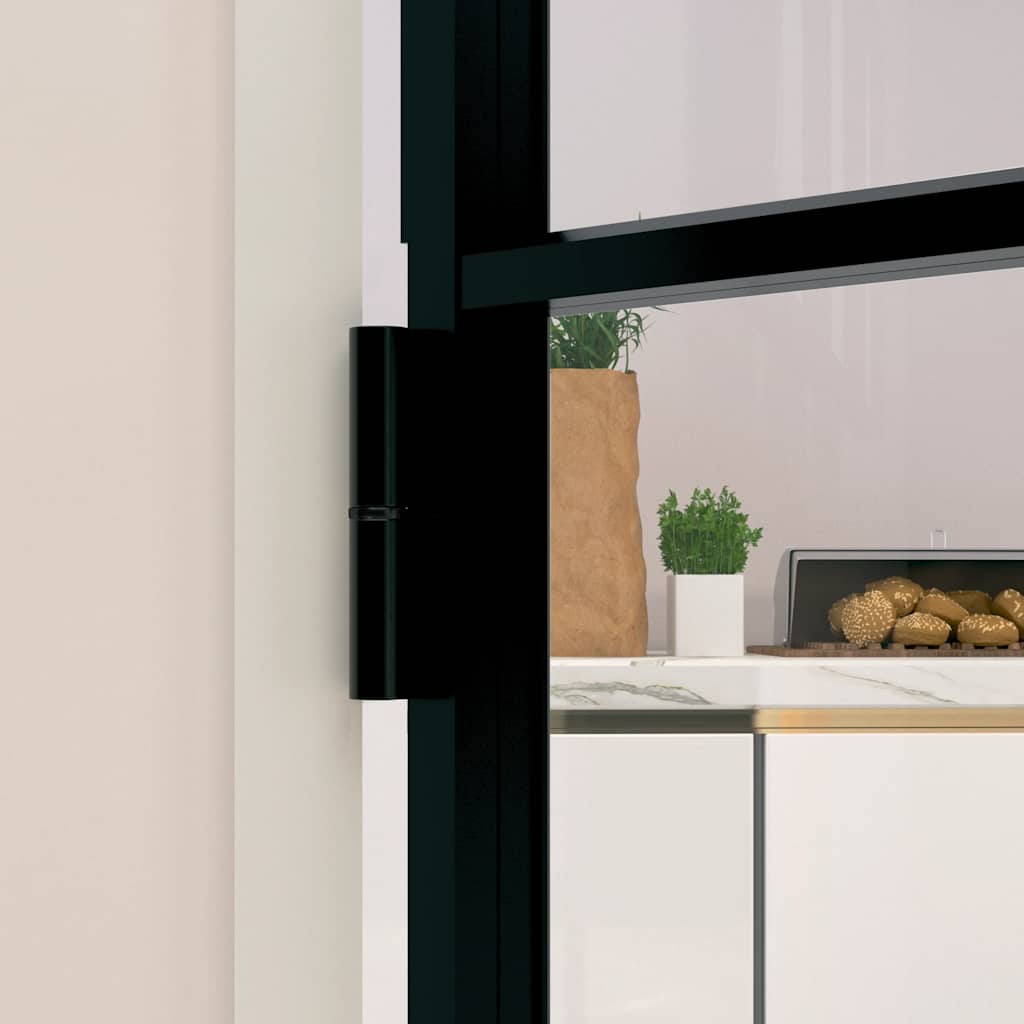 Binnendeur 83x201,5 cm gehard glas en aluminium smal zwart – afbeelding 6
