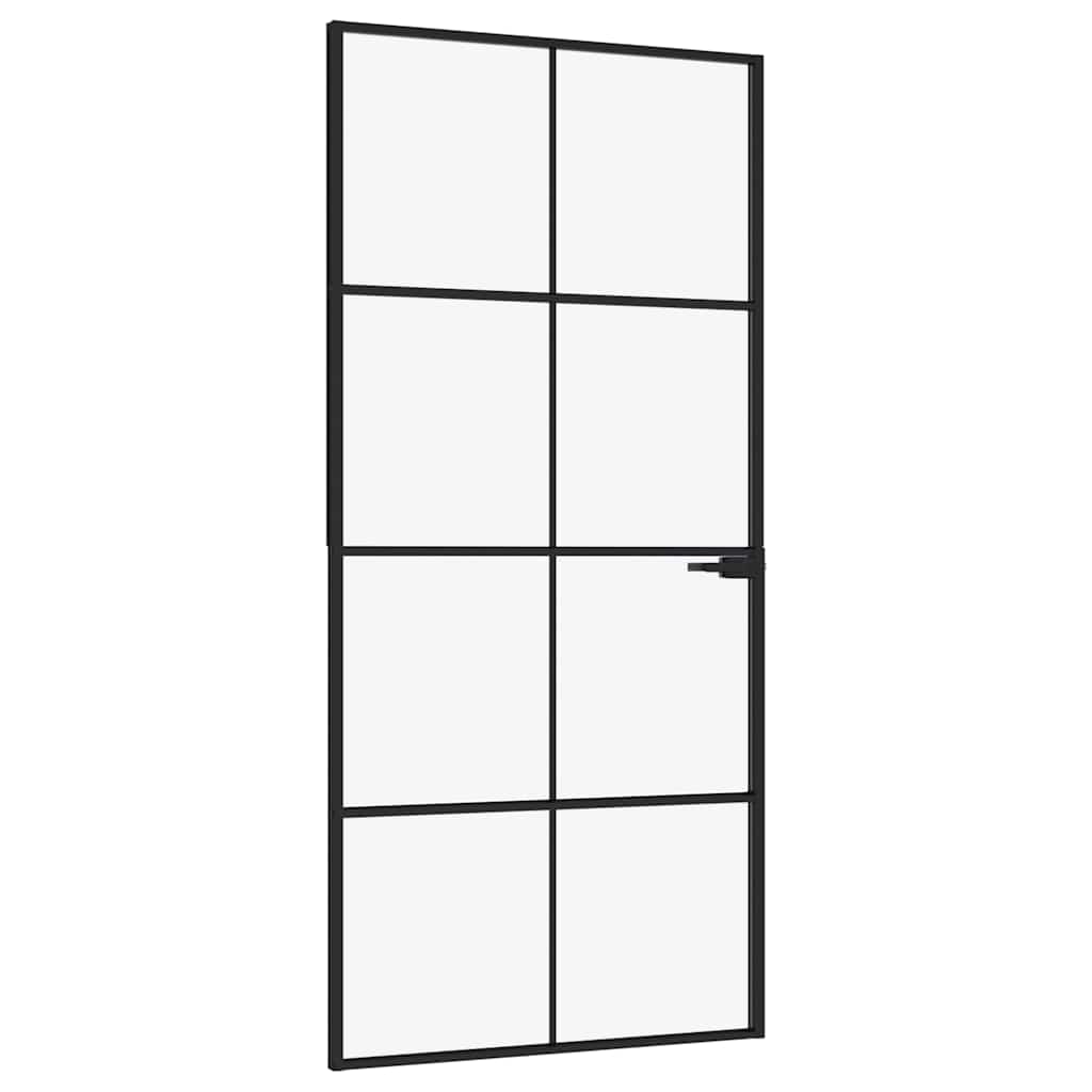 Binnendeur 93x201,5 cm gehard glas en aluminium smal zwart – afbeelding 2