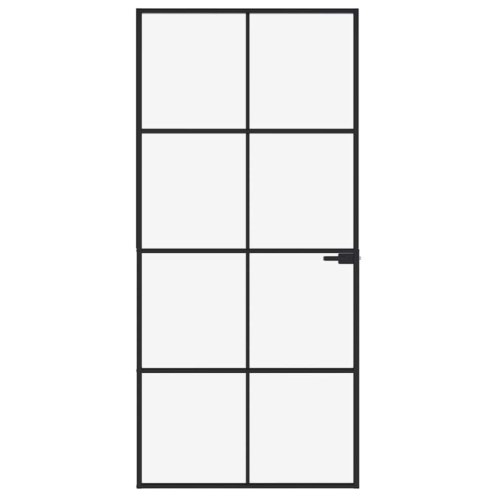Binnendeur 93x201,5 cm gehard glas en aluminium smal zwart – afbeelding 3