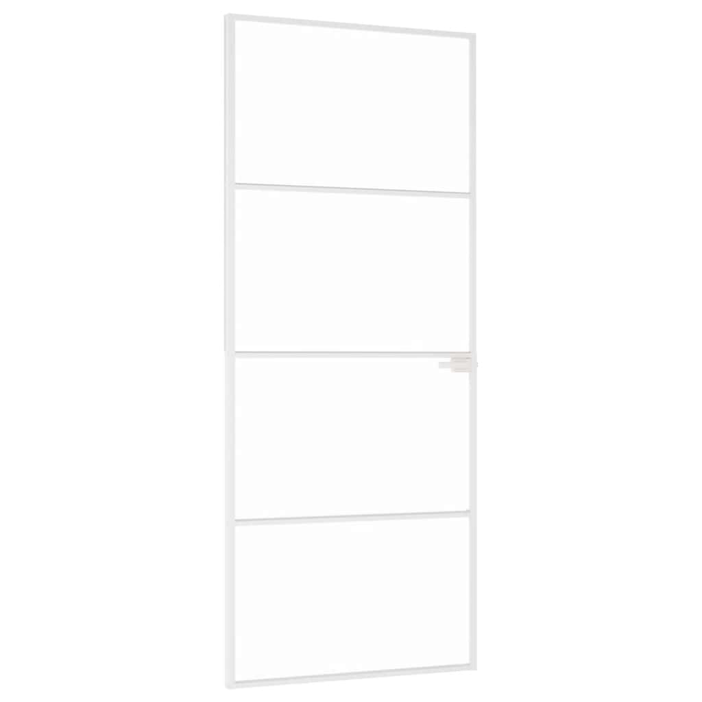 Binnendeur 83x201,5 cm gehard glas en aluminium smal wit – afbeelding 2