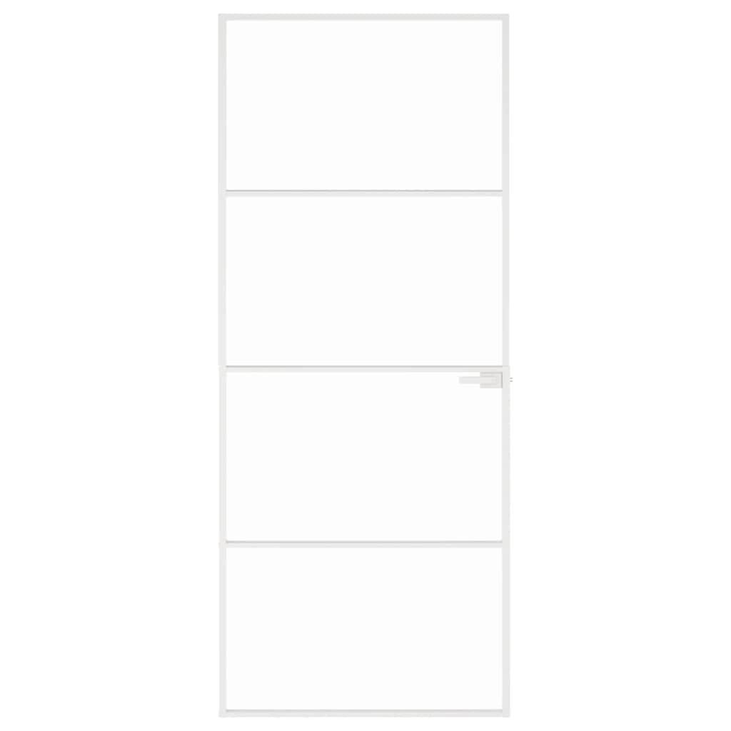 Binnendeur 83x201,5 cm gehard glas en aluminium smal wit – afbeelding 3