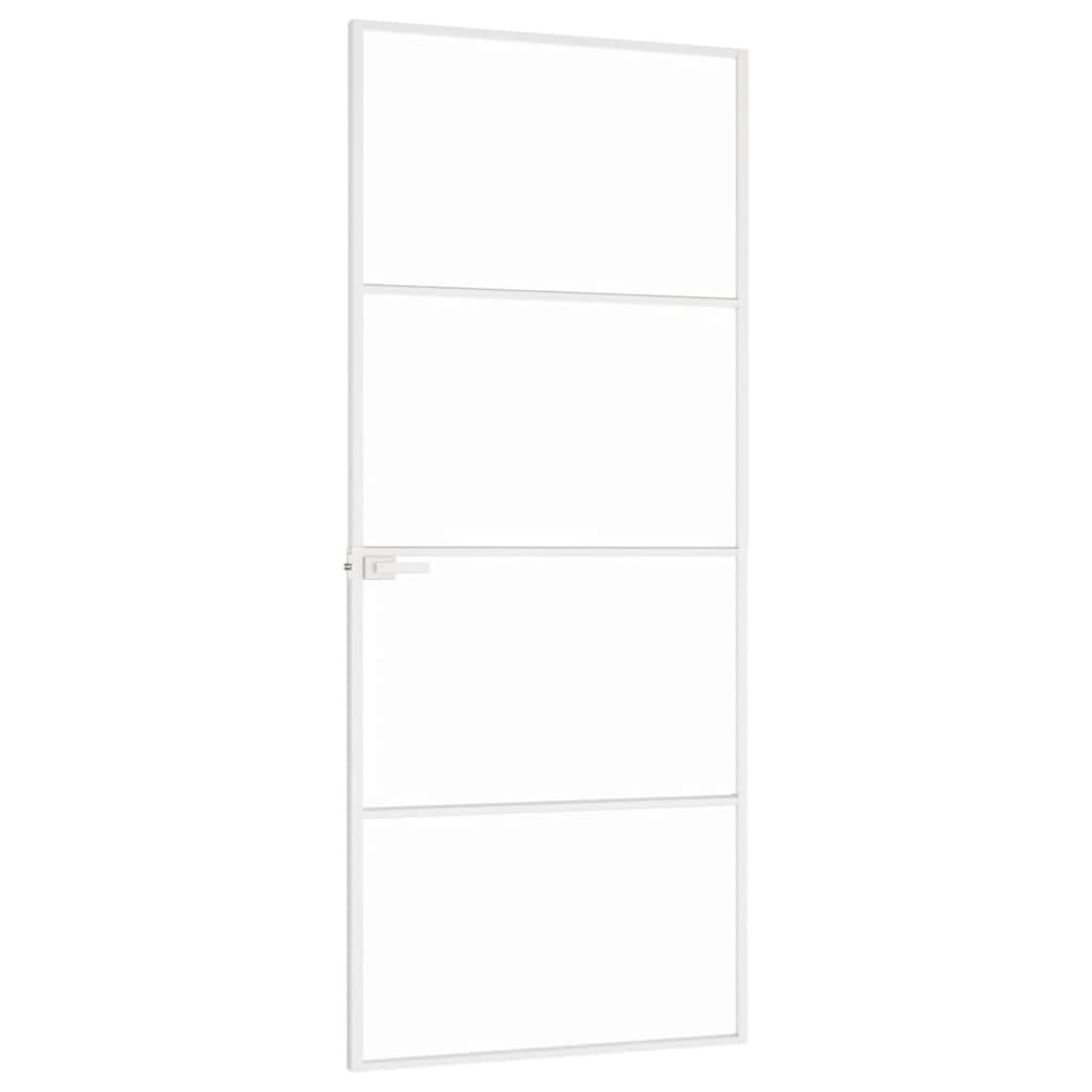 Binnendeur 83x201,5 cm gehard glas en aluminium smal wit – afbeelding 4