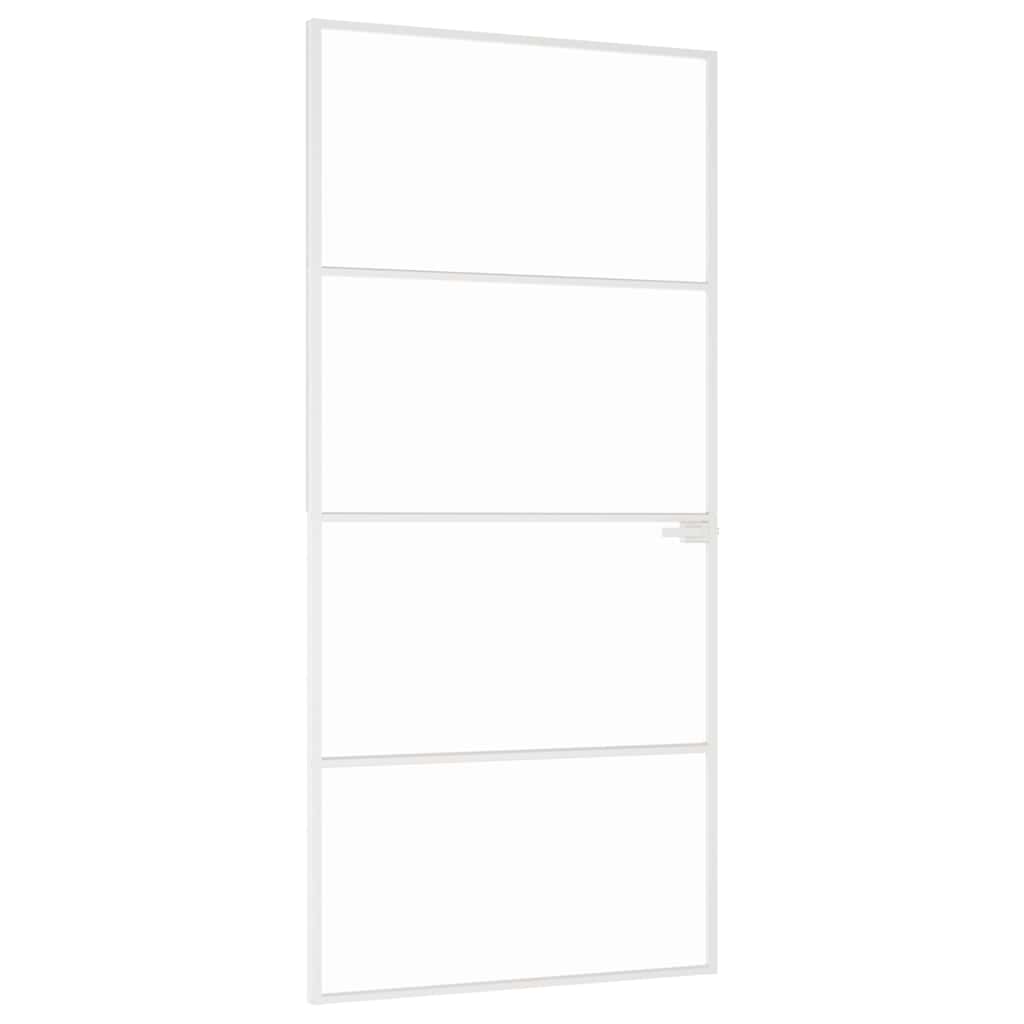 Binnendeur 93x201,5 cm gehard glas en aluminium smal wit – afbeelding 2