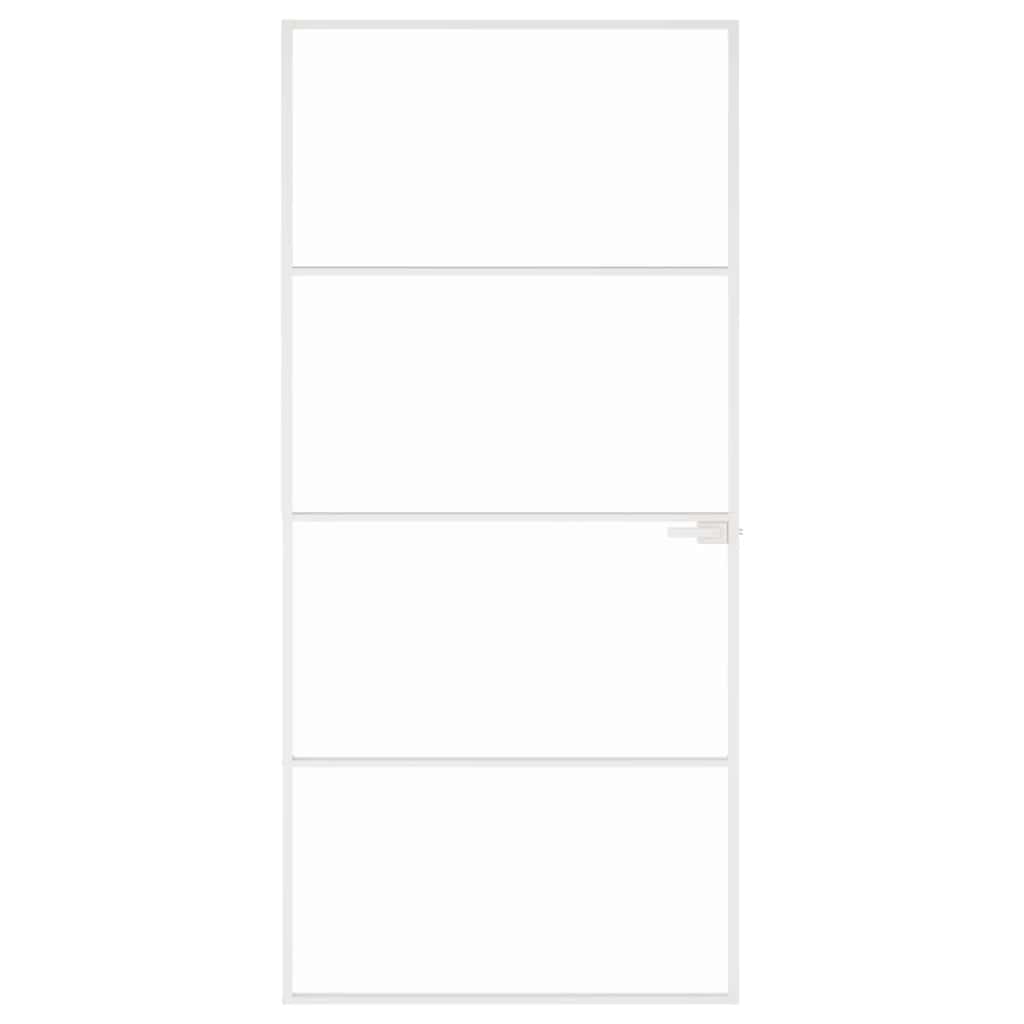 Binnendeur 93x201,5 cm gehard glas en aluminium smal wit – afbeelding 3