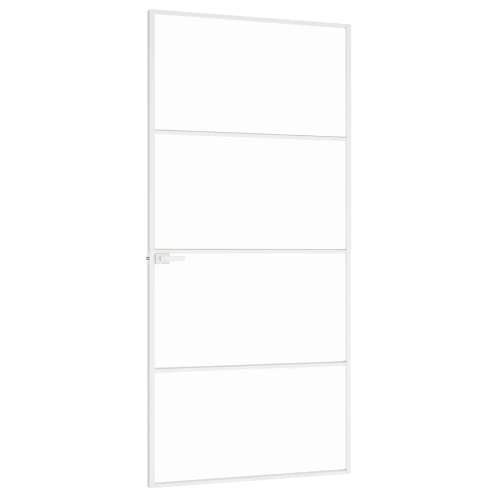 Binnendeur 93x201,5 cm gehard glas en aluminium smal wit – afbeelding 4