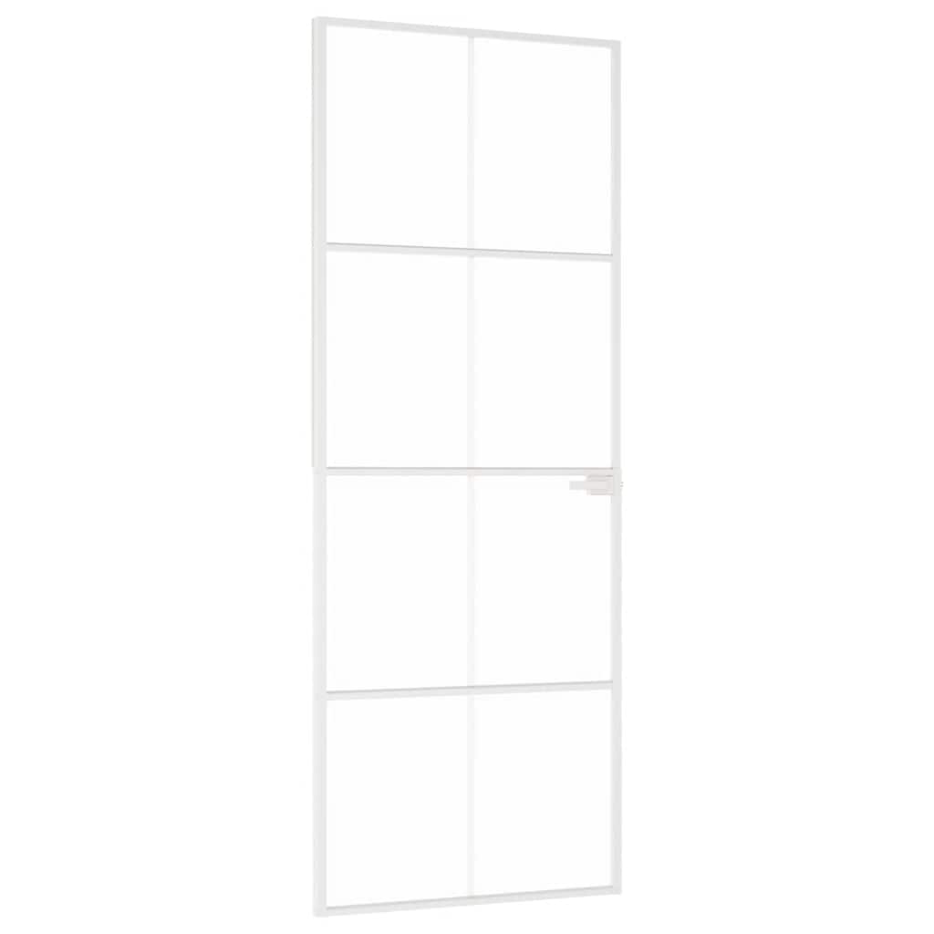 Binnendeur 76x201,5 cm gehard glas en aluminium smal wit – afbeelding 2