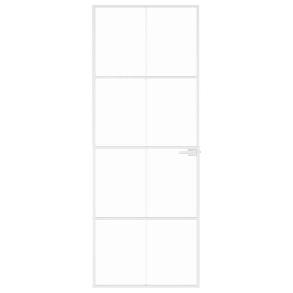 Binnendeur 76x201,5 cm gehard glas en aluminium smal wit – afbeelding 3