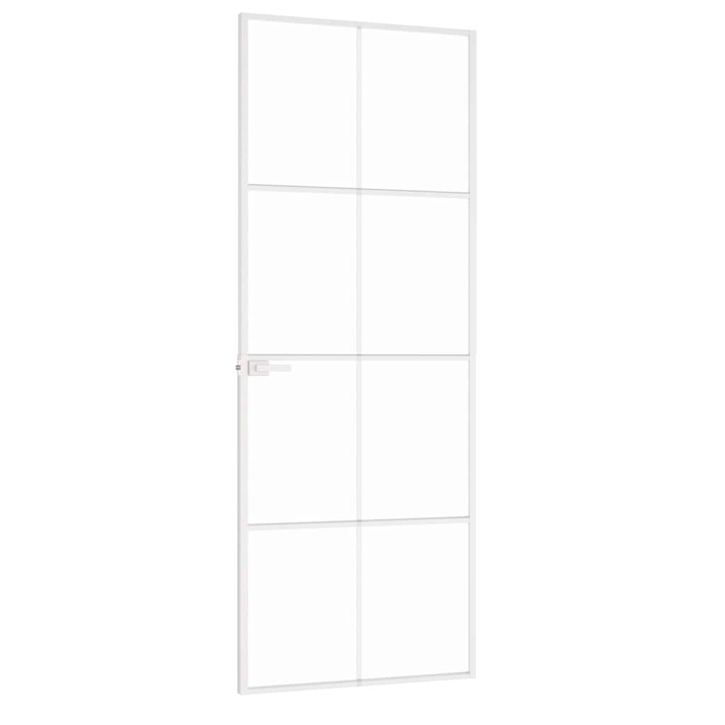 Binnendeur 76x201,5 cm gehard glas en aluminium smal wit – afbeelding 4