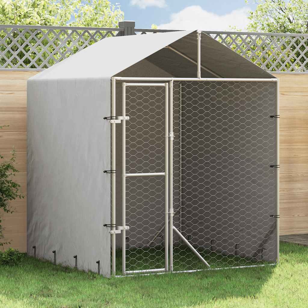 Hondenkennel met dak 2x2x2,5 m gegalvaniseerd staal zilver