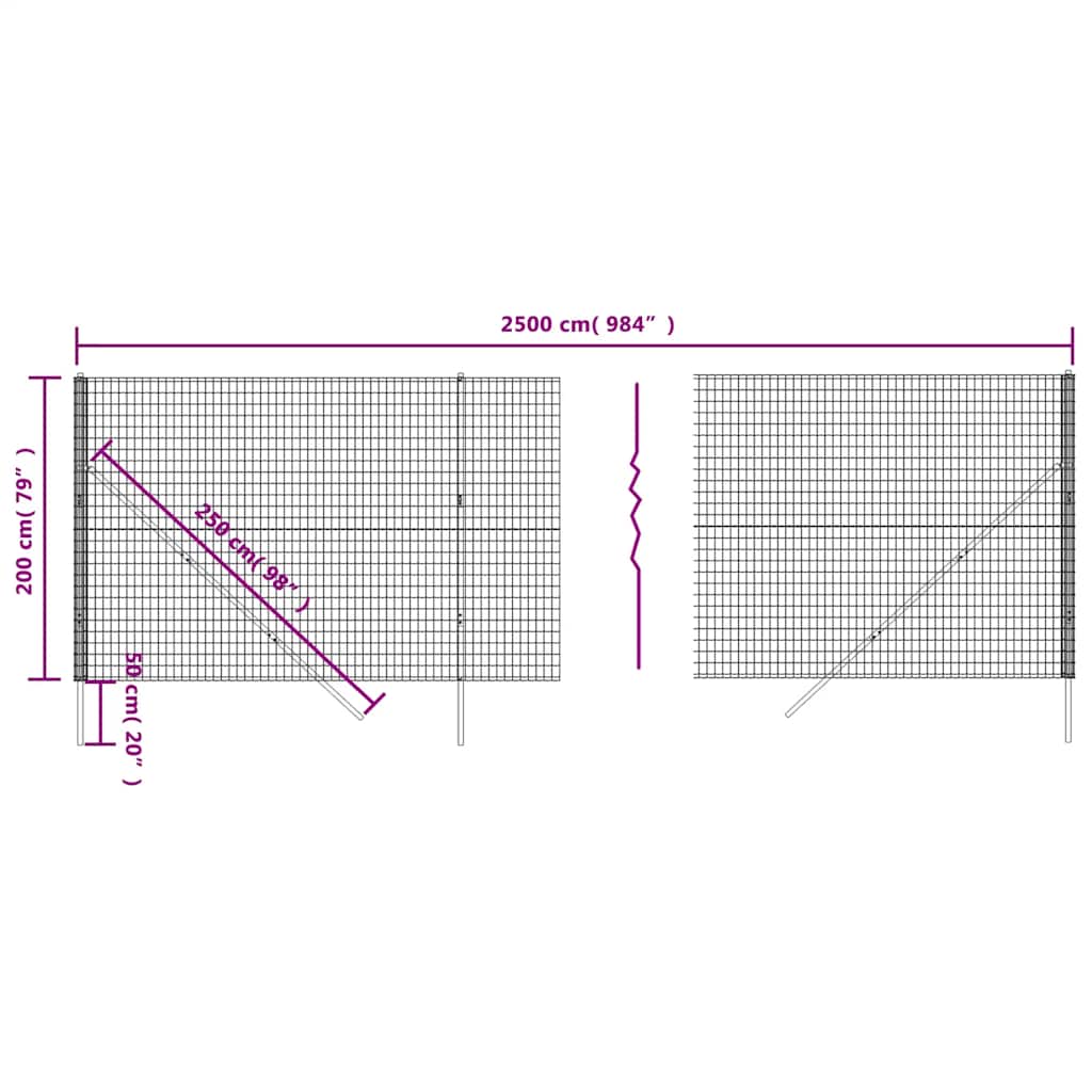 Draadgaashek 2x25 m gegalvaniseerd staal groen – afbeelding 6
