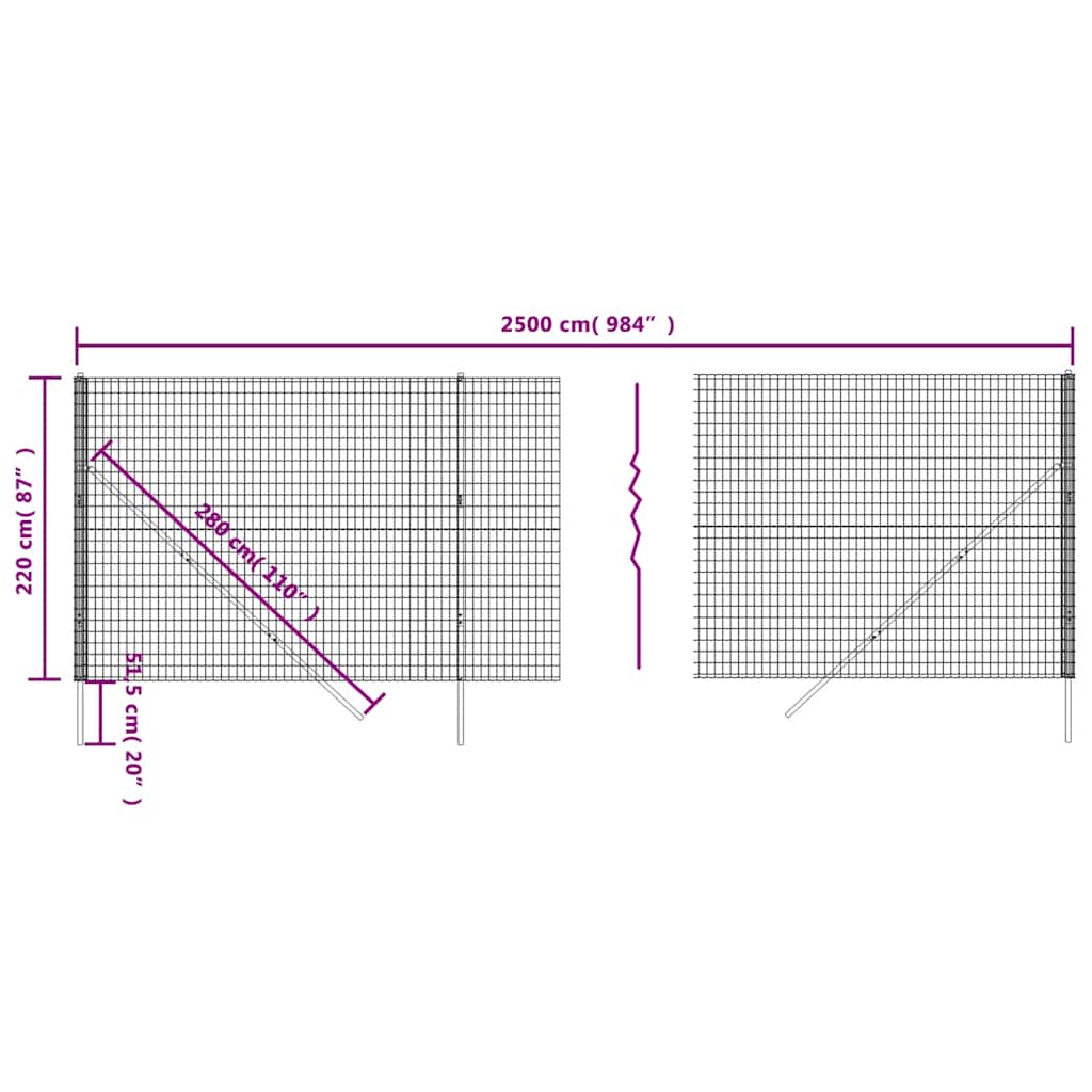 Draadgaashek 2,2x25 m gegalvaniseerd staal groen – afbeelding 6