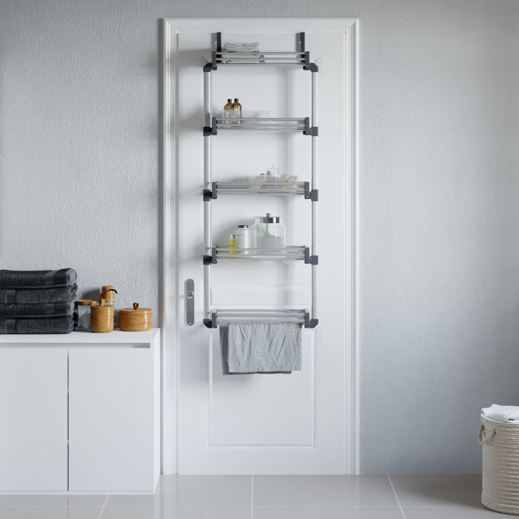 Deurorganizer met 5 schappen 52x20x135 cm aluminium – afbeelding 1