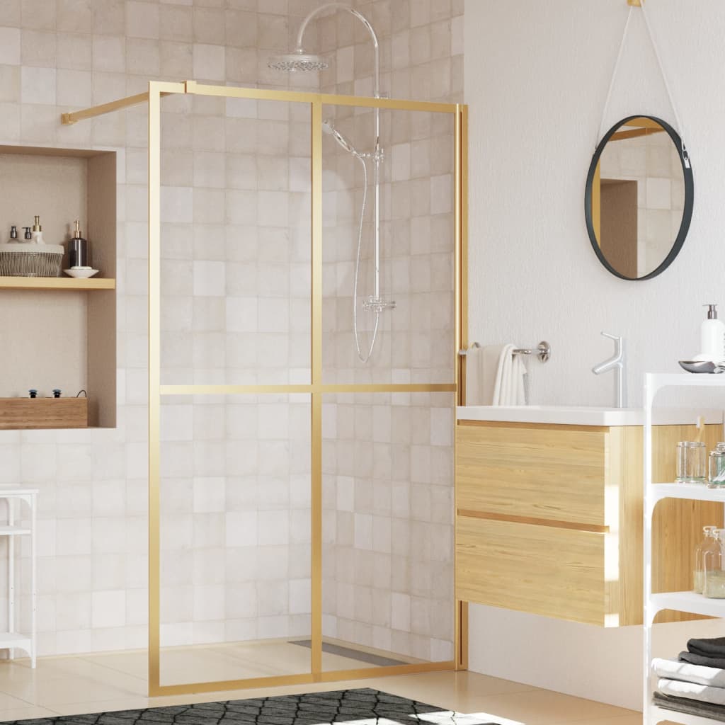 Inloopdouchewand transparant 118x195 cm ESG-glas goudkleurig