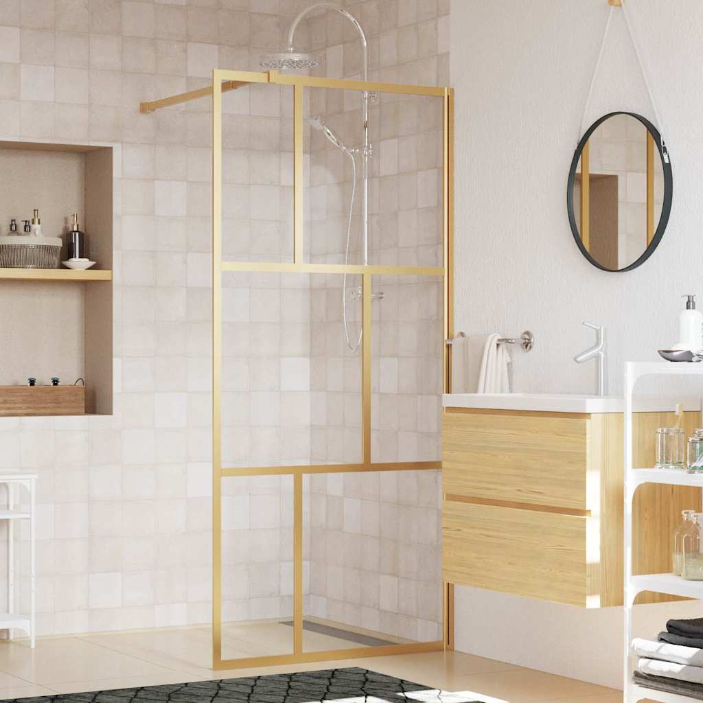 Inloopdouchewand transparant 80x195 cm ESG-glas goudkleurig