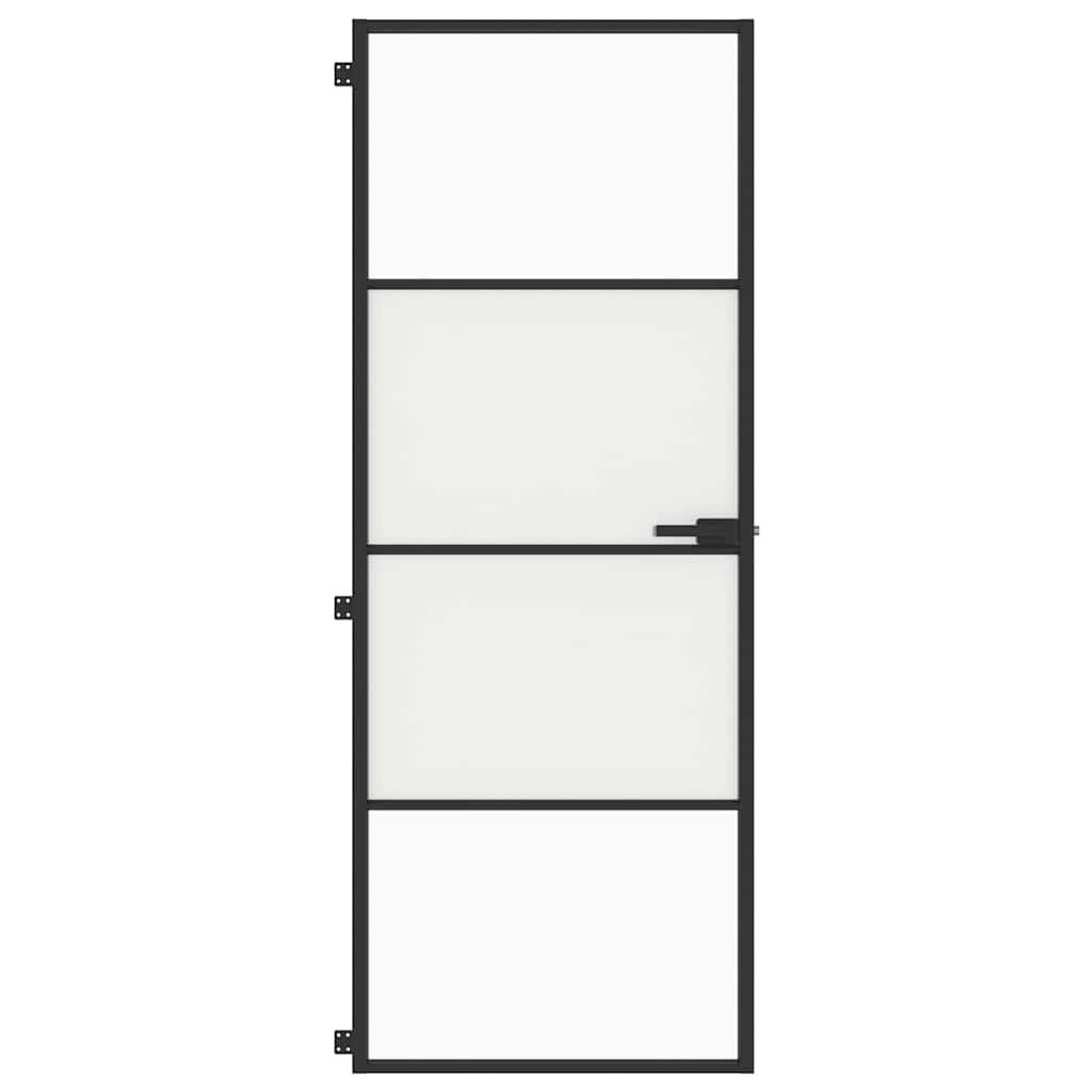 Binnendeur smal 76x201,5 cm gehard glas en aluminium zwart – afbeelding 3