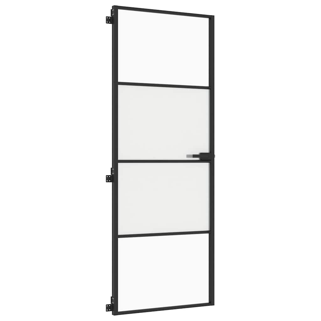 Binnendeur smal 76x201,5 cm gehard glas en aluminium zwart – afbeelding 4