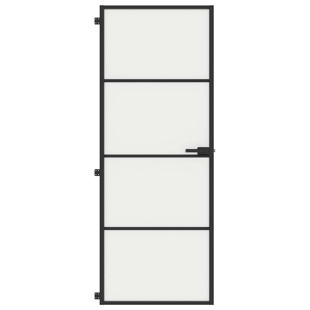 Binnendeur smal 76x201,5 cm gehard glas en aluminium zwart – afbeelding 3