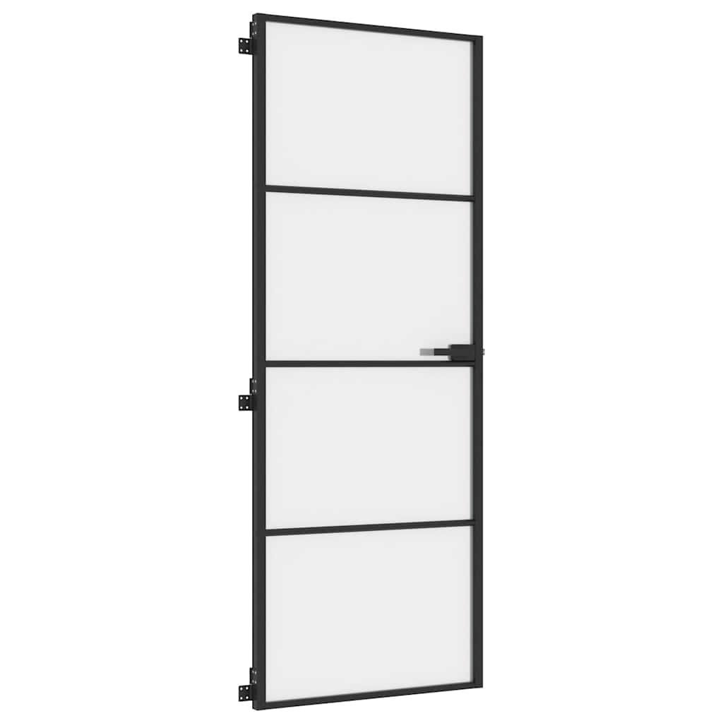 Binnendeur smal 76x201,5 cm gehard glas en aluminium zwart – afbeelding 4