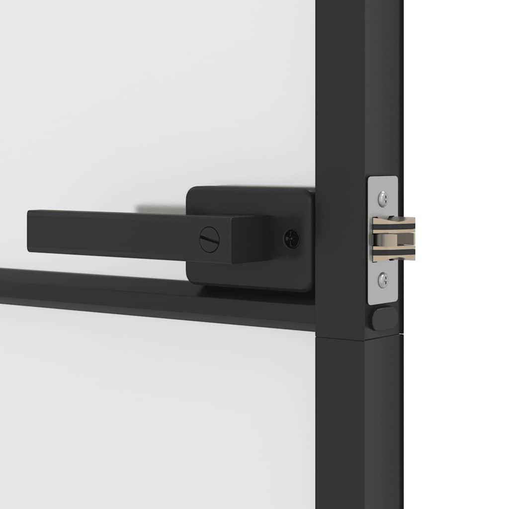 Binnendeur smal 76x201,5 cm gehard glas en aluminium zwart – afbeelding 7