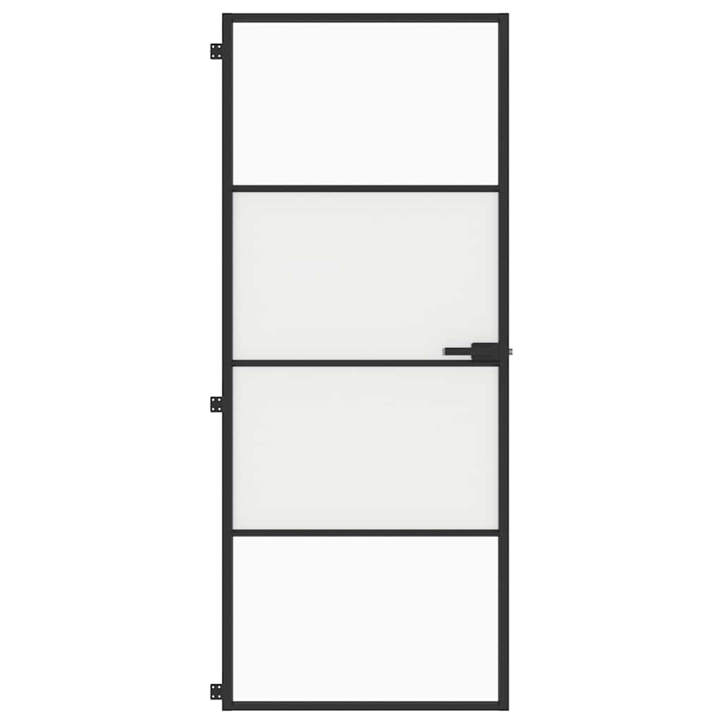 Binnendeur smal 83x201,5 cm gehard glas en aluminium zwart – afbeelding 3