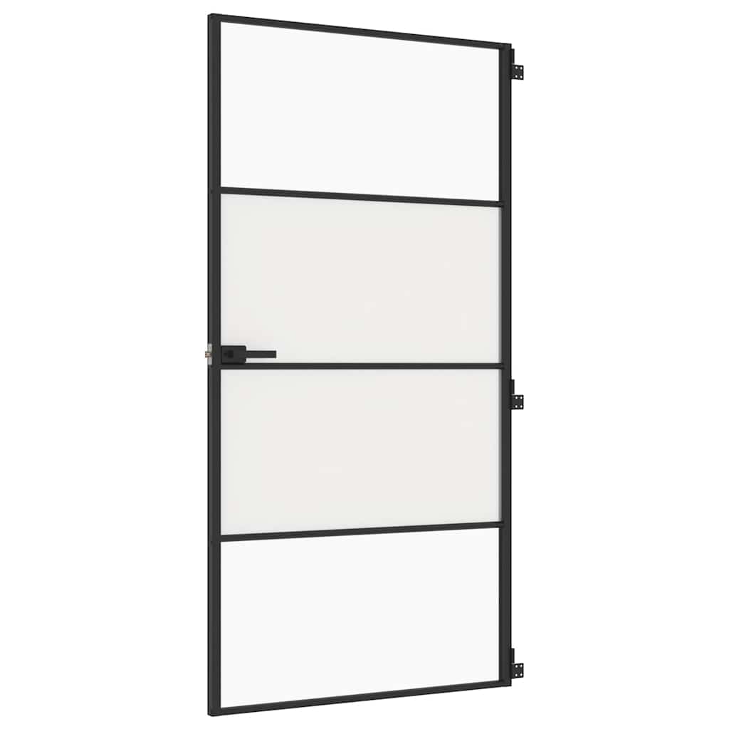 Binnendeur smal 102,5x201,5 cm gehard glas en aluminium zwart – afbeelding 2