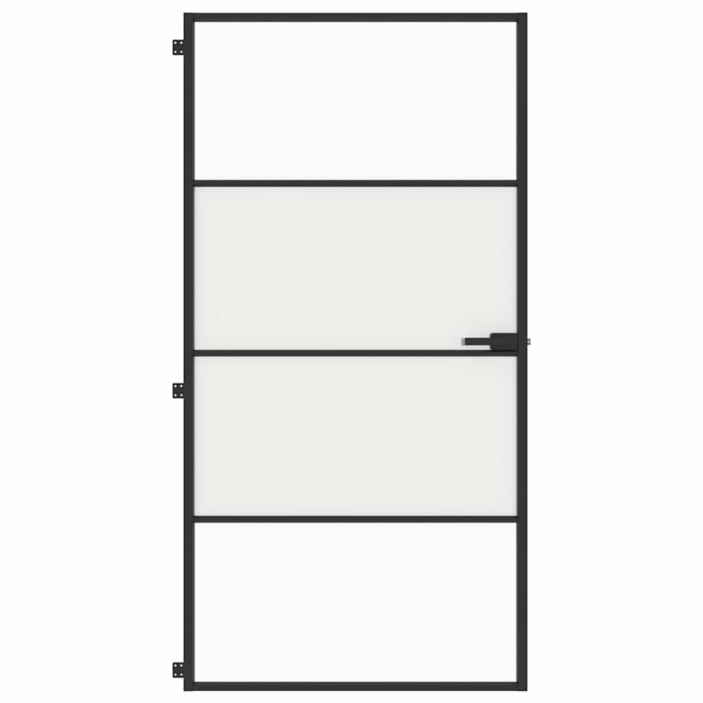 Binnendeur smal 102,5x201,5 cm gehard glas en aluminium zwart – afbeelding 3