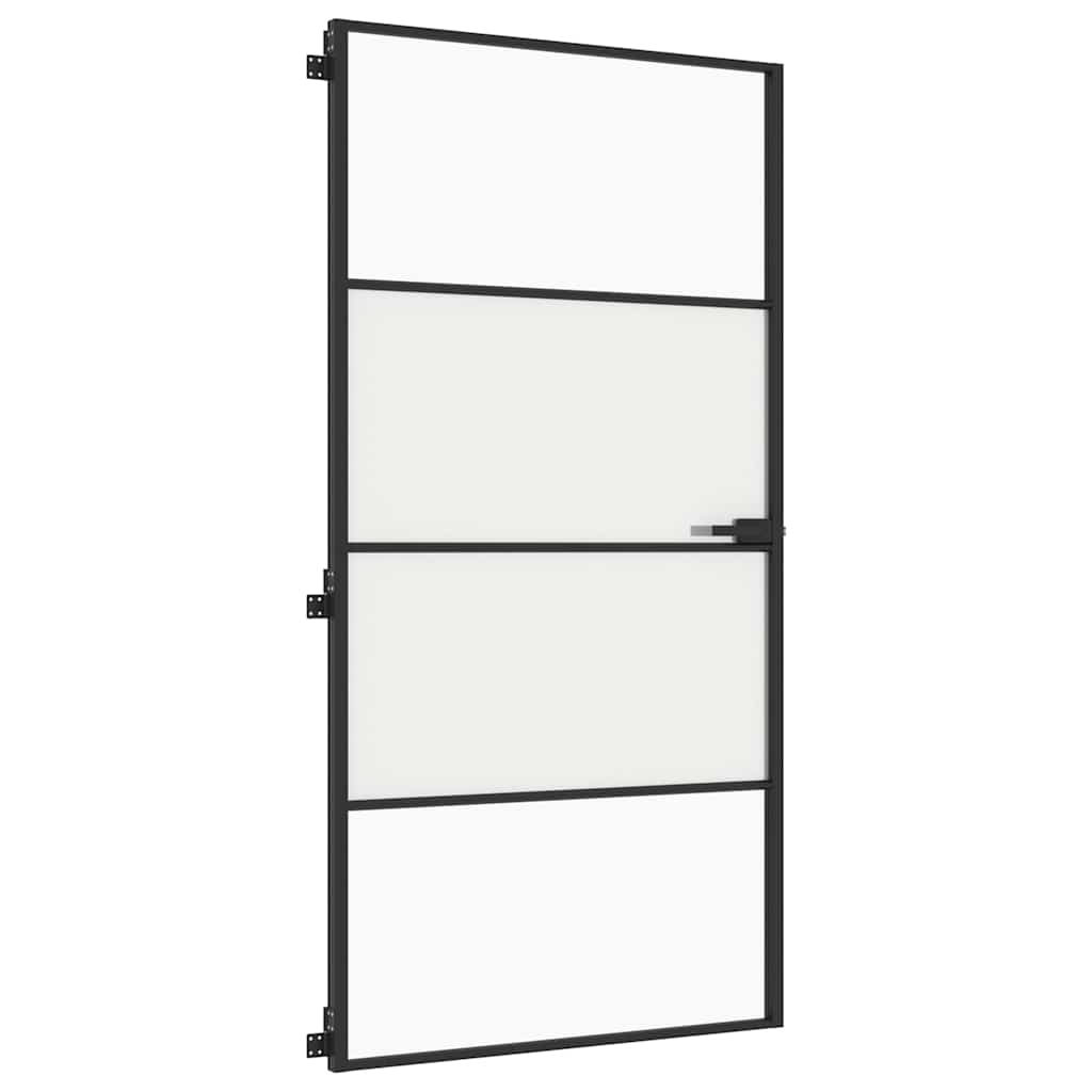 Binnendeur smal 102,5x201,5 cm gehard glas en aluminium zwart – afbeelding 4