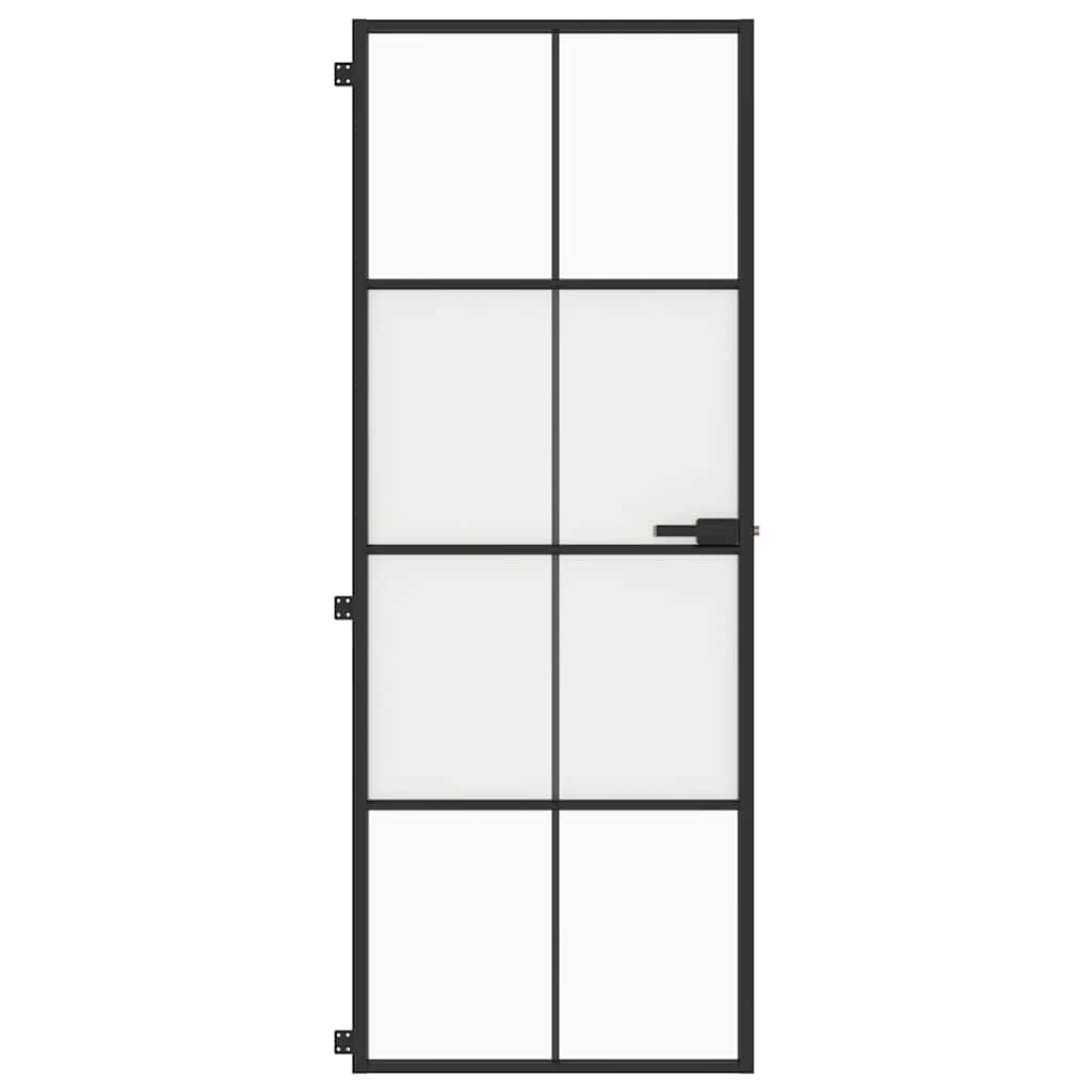 Binnendeur smal 76x201,5 cm gehard glas en aluminium zwart – afbeelding 3