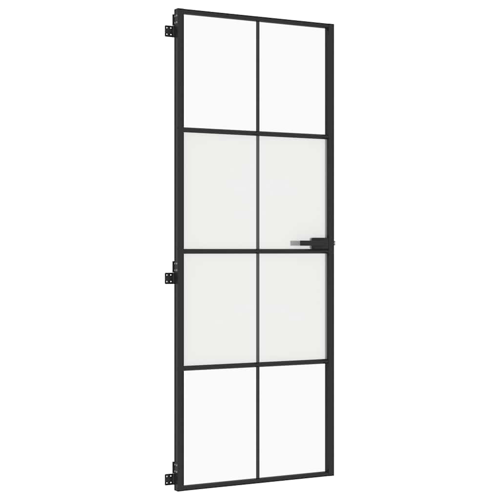 Binnendeur smal 76x201,5 cm gehard glas en aluminium zwart – afbeelding 4