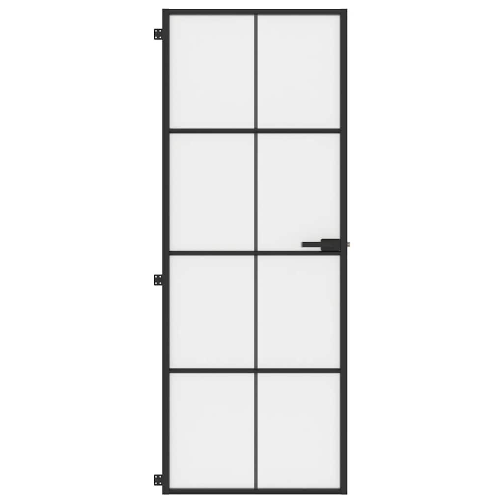 Binnendeur smal 76x201,5 cm gehard glas en aluminium zwart – afbeelding 3