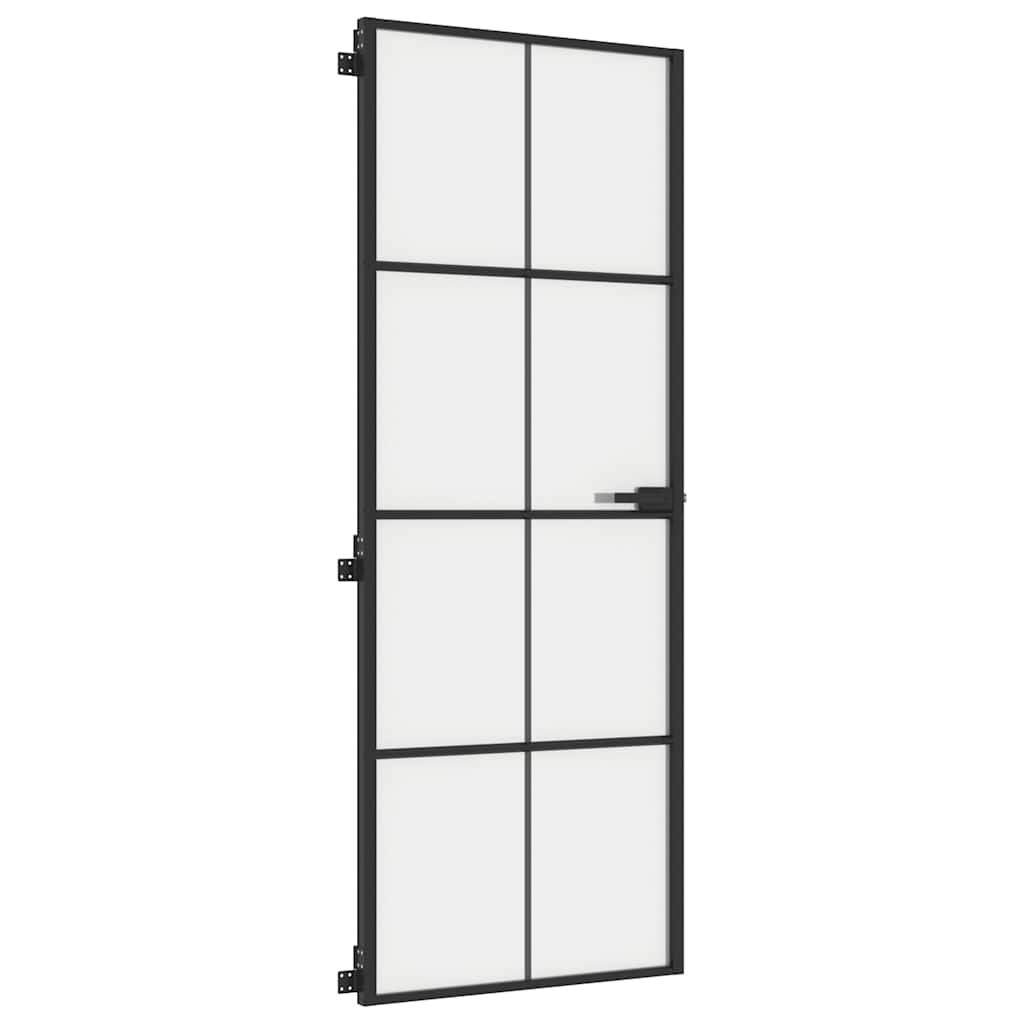 Binnendeur smal 76x201,5 cm gehard glas en aluminium zwart – afbeelding 4