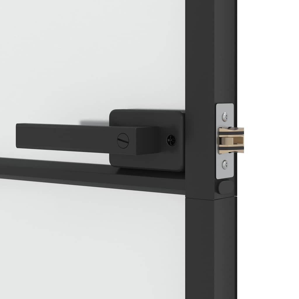Binnendeur smal 76x201,5 cm gehard glas en aluminium zwart – afbeelding 7