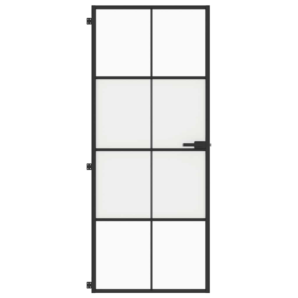 Binnendeur smal 83x201,5 cm gehard glas en aluminium zwart – afbeelding 3