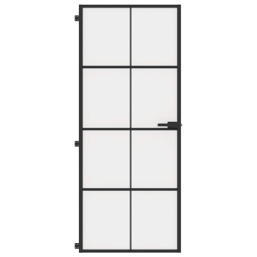 Binnendeur smal 83x201,5 cm gehard glas en aluminium zwart – afbeelding 3