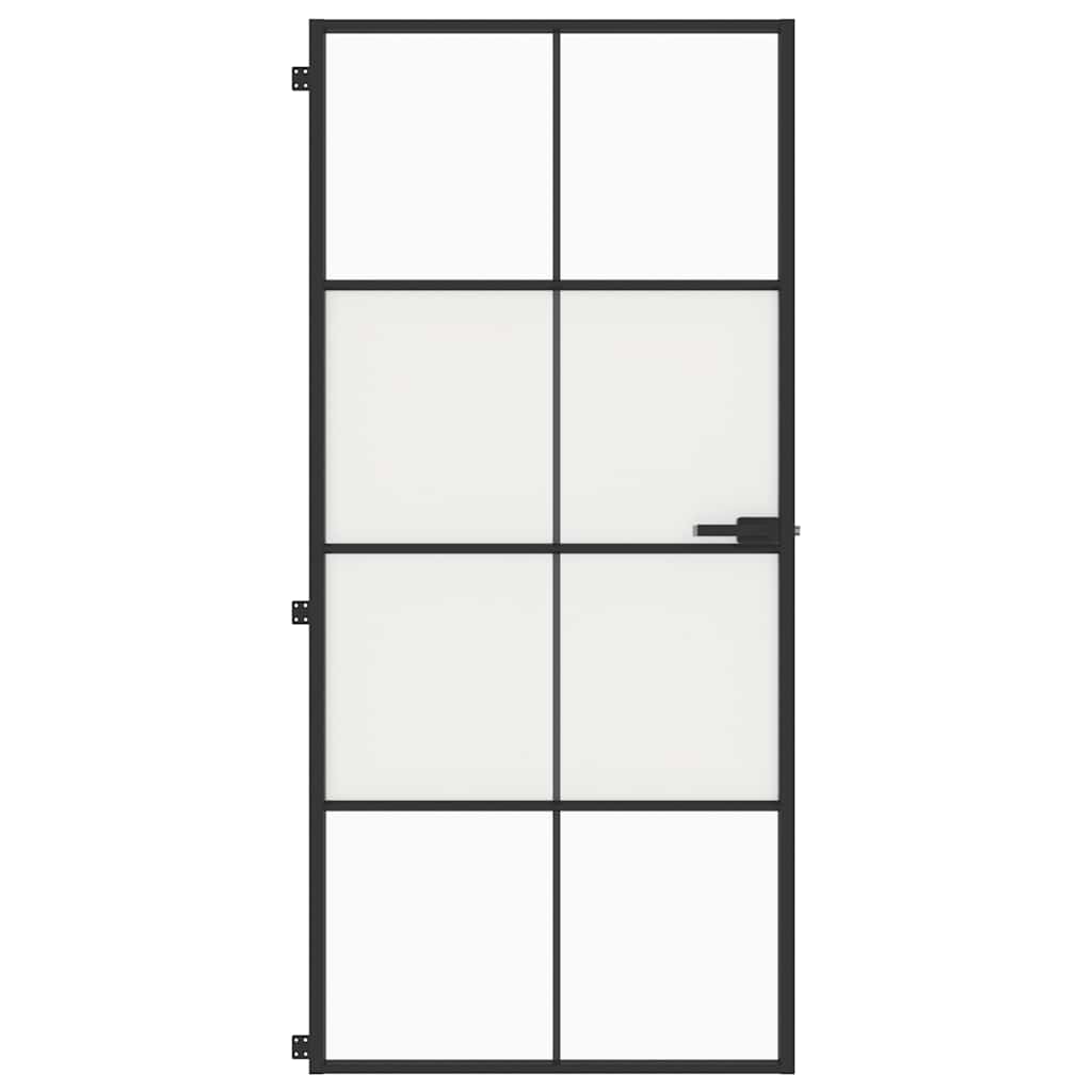 Binnendeur smal 93x201,5 cm gehard glas en aluminium zwart – afbeelding 3