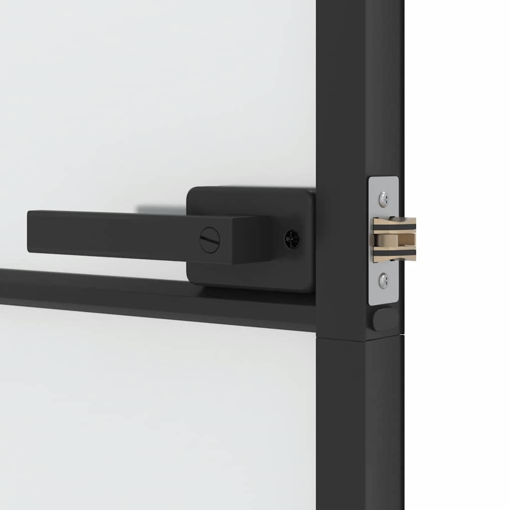 Binnendeur smal 93x201,5 cm gehard glas en aluminium zwart – afbeelding 7
