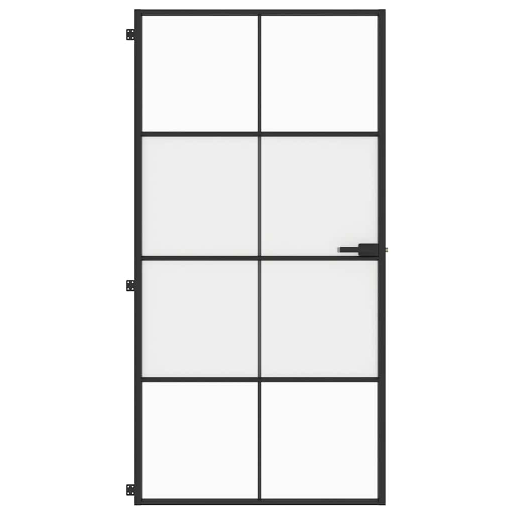 Binnendeur smal 102,5x201,5 cm gehard glas en aluminium zwart – afbeelding 3