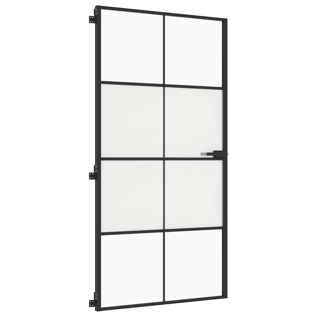 Binnendeur smal 102,5x201,5 cm gehard glas en aluminium zwart – afbeelding 4