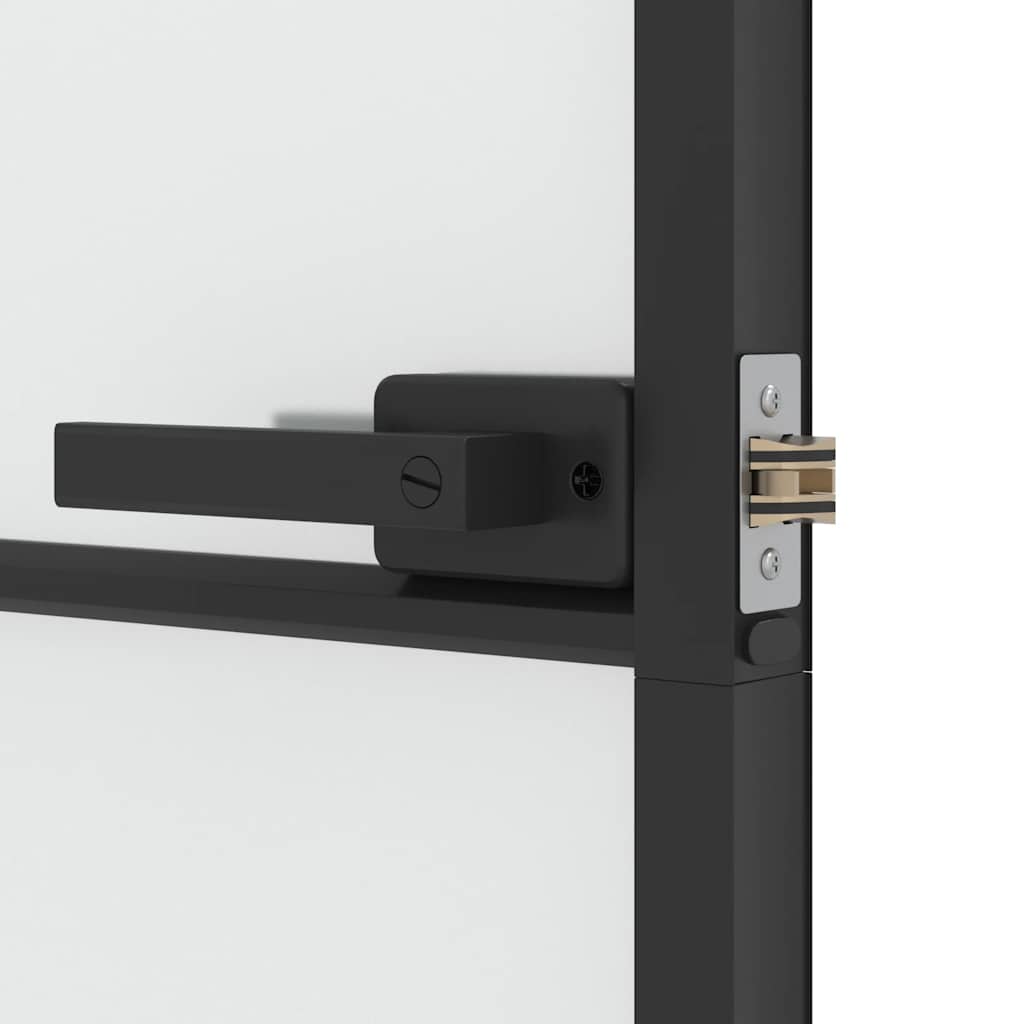 Binnendeur smal 102,5x201,5 cm gehard glas en aluminium zwart – afbeelding 7