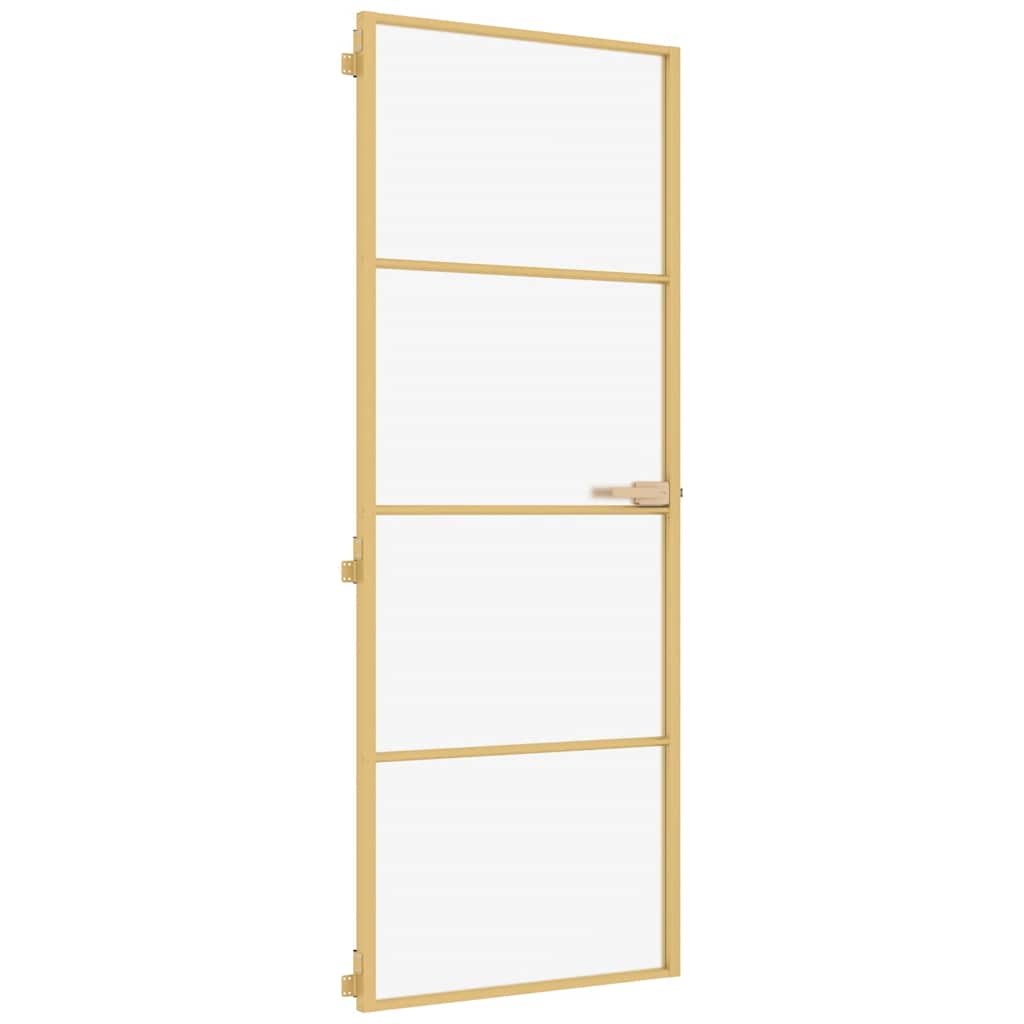 Binnendeur smal 76x201,5 cm gehard glas en aluminium goudkleur – afbeelding 2