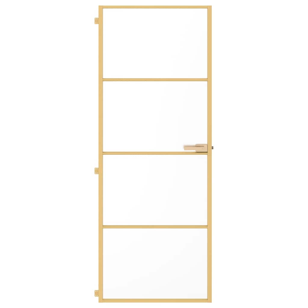Binnendeur smal 76x201,5 cm gehard glas en aluminium goudkleur – afbeelding 3