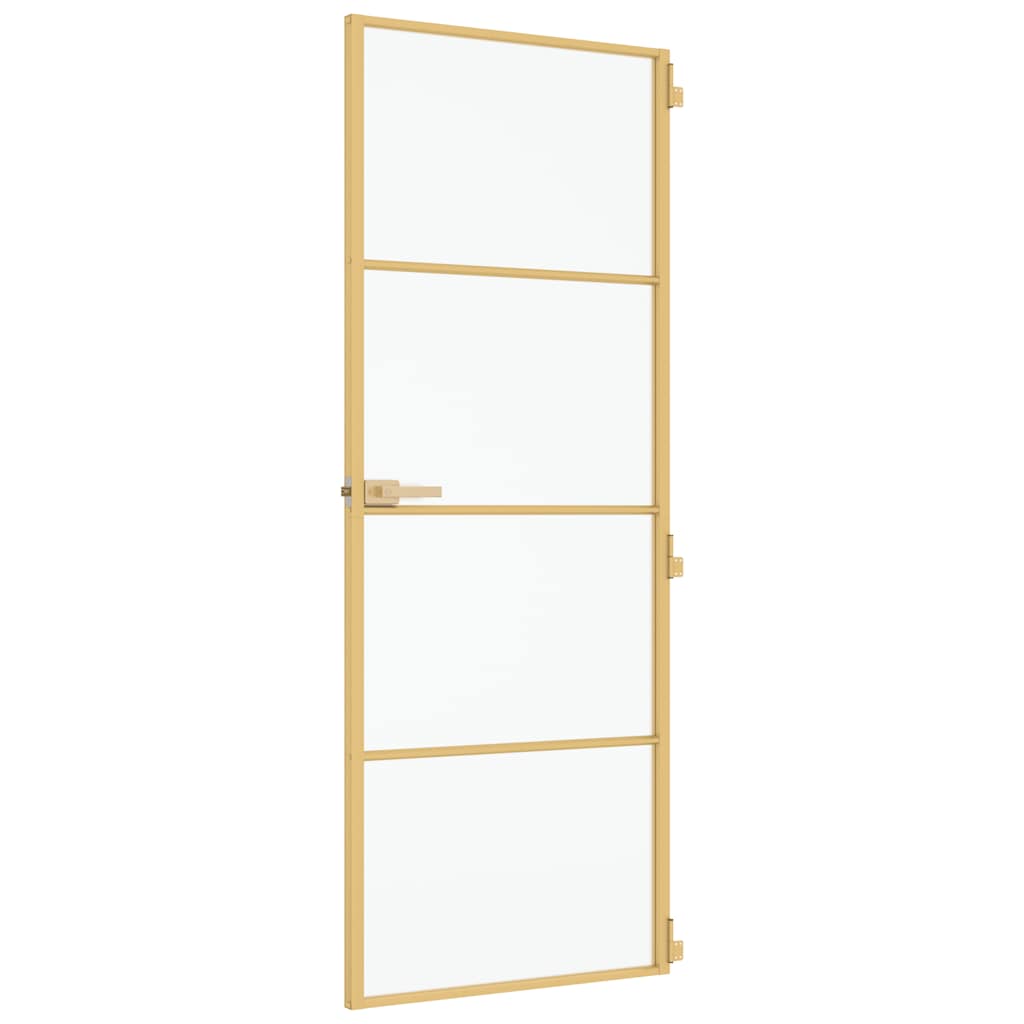 Binnendeur smal 76x201,5 cm gehard glas en aluminium goudkleur – afbeelding 4