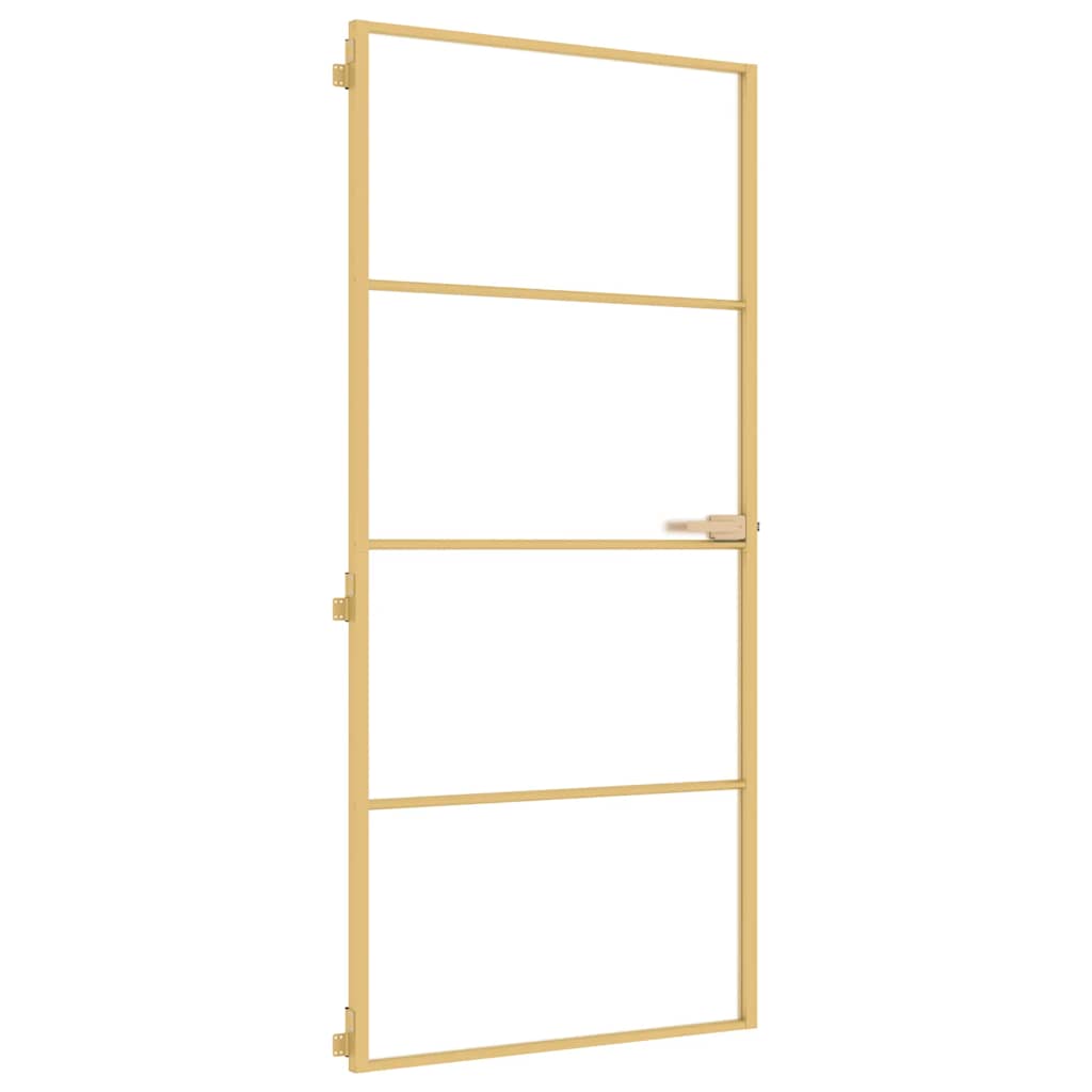 Binnendeur smal 93x201,5 cm gehard glas en aluminium goudkleur – afbeelding 2