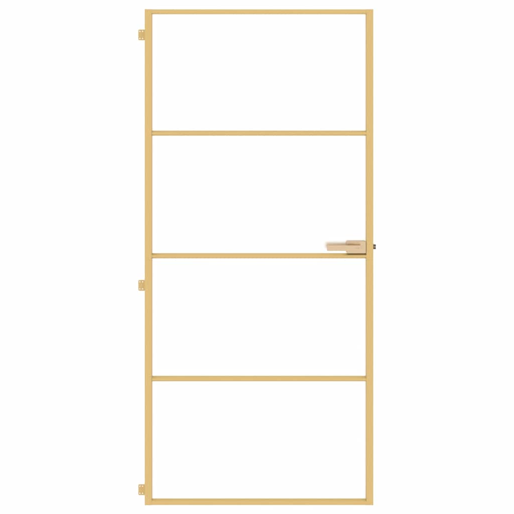 Binnendeur smal 93x201,5 cm gehard glas en aluminium goudkleur – afbeelding 3