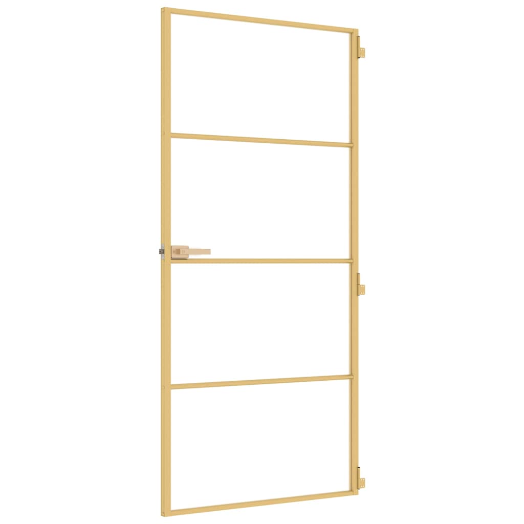 Binnendeur smal 93x201,5 cm gehard glas en aluminium goudkleur – afbeelding 4